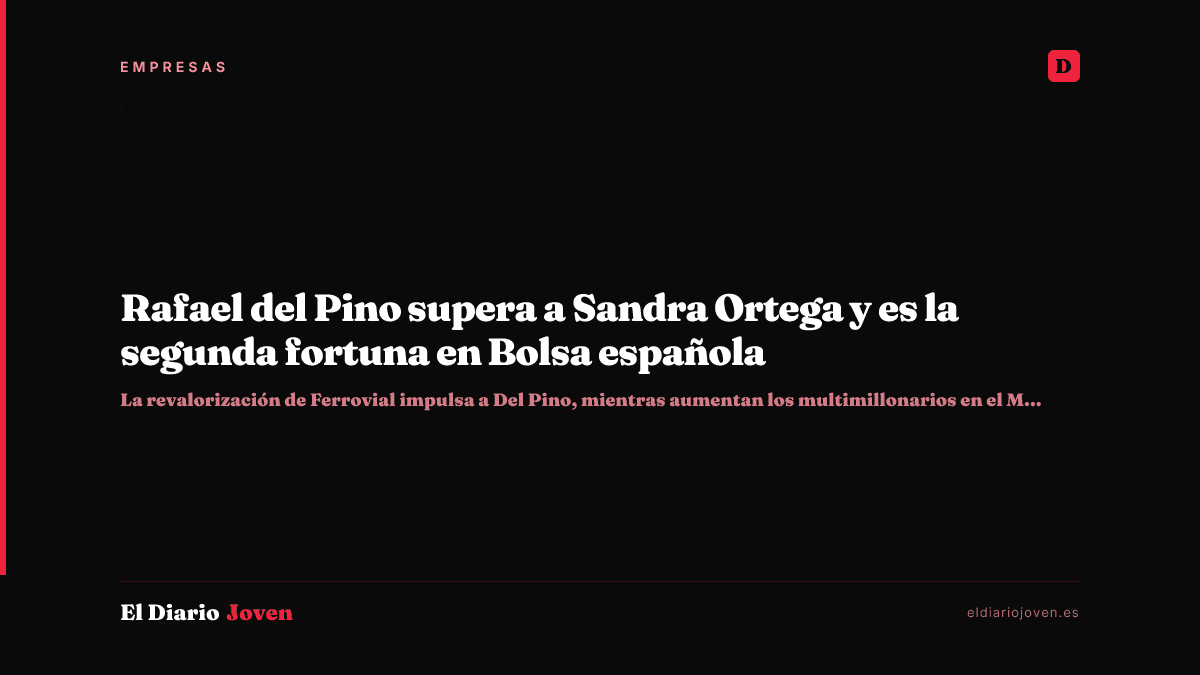 Rafael del Pino supera a Sandra Ortega y es la segunda fortuna en Bolsa española