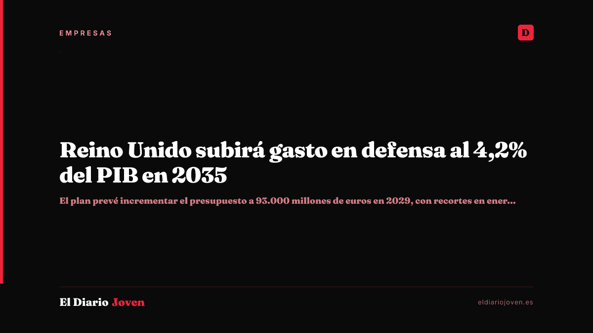 Reino Unido subirá gasto en defensa al 4,2% del PIB en 2035