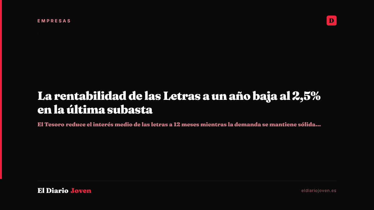 La rentabilidad de las Letras a un año baja al 2,5% en la última subasta