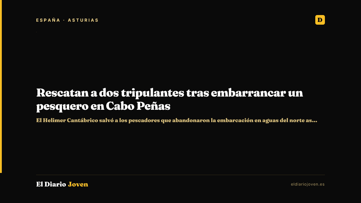 Rescatan a dos tripulantes tras embarrancar un pesquero en Cabo Peñas