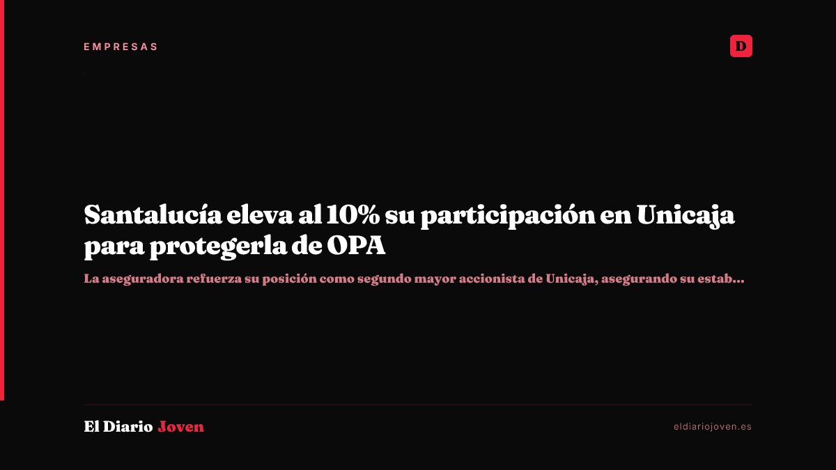 Santalucía eleva al 10% su participación en Unicaja para protegerla de OPA