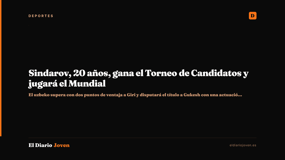 Sindarov, 20 años, gana el Torneo de Candidatos y jugará el Mundial