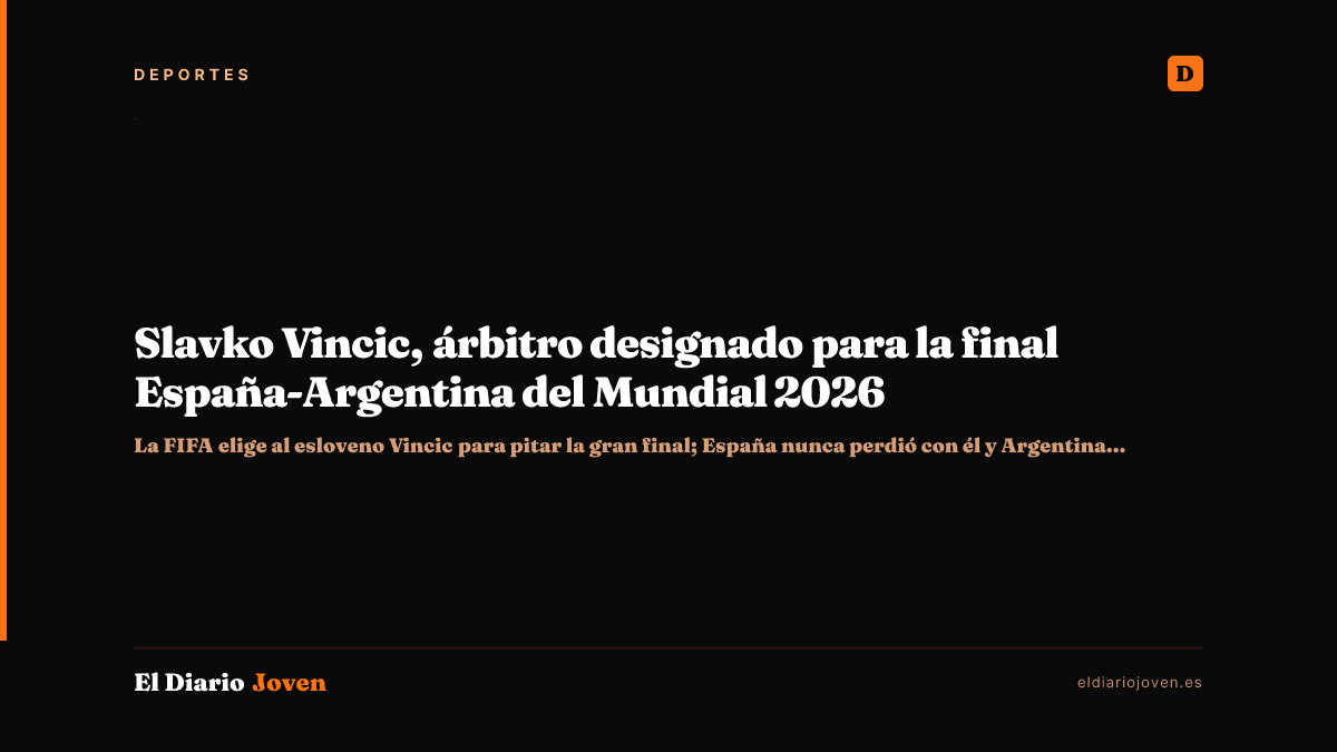 Slavko Vincic, árbitro designado para la final España-Argentina del Mundial 2026