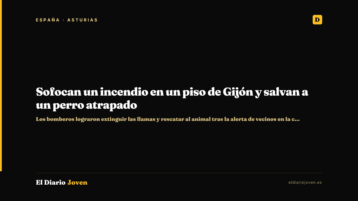 Sofocan un incendio en un piso de Gijón y salvan a un perro atrapado