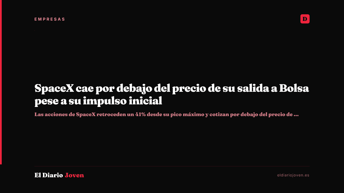 SpaceX cae por debajo del precio de su salida a Bolsa pese a su impulso inicial