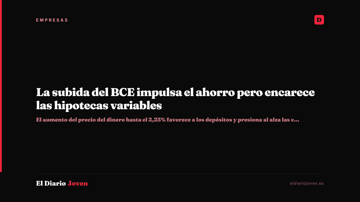 La subida del BCE impulsa el ahorro pero encarece las hipotecas variables