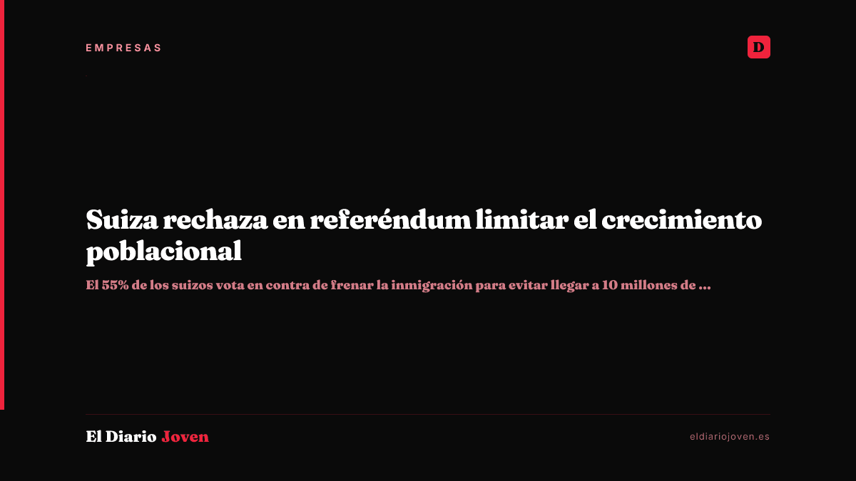 Suiza rechaza en referéndum limitar el crecimiento poblacional