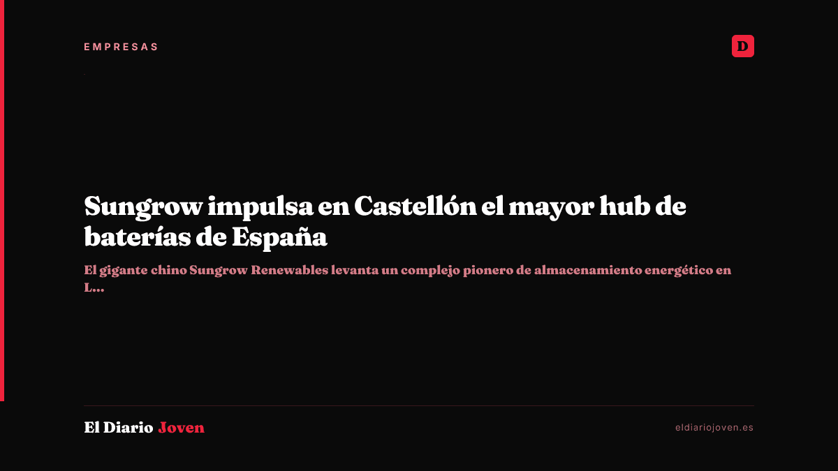 Sungrow impulsa en Castellón el mayor hub de baterías de España