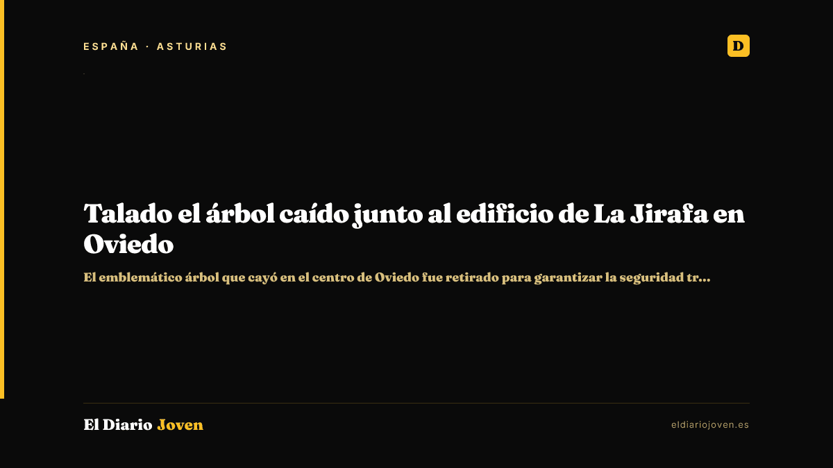 Talado el árbol caído junto al edificio de La Jirafa en Oviedo