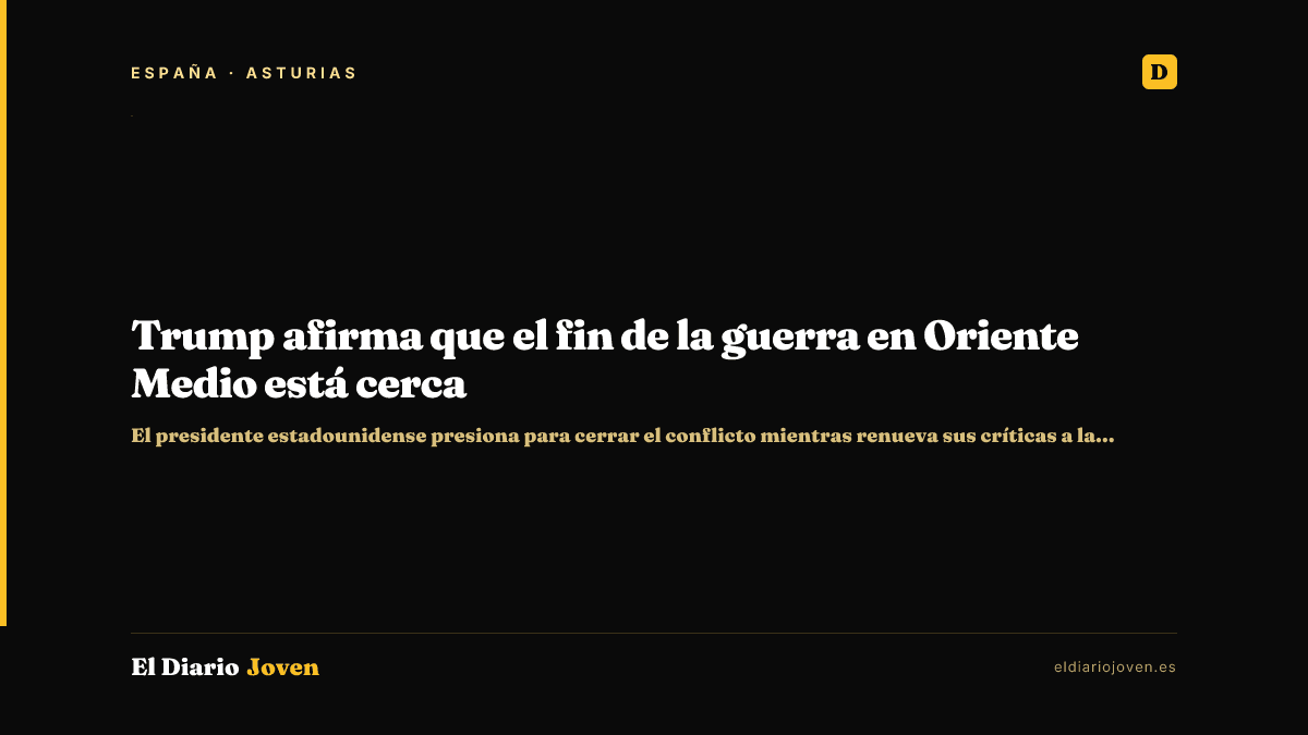 Trump afirma que el fin de la guerra en Oriente Medio está cerca