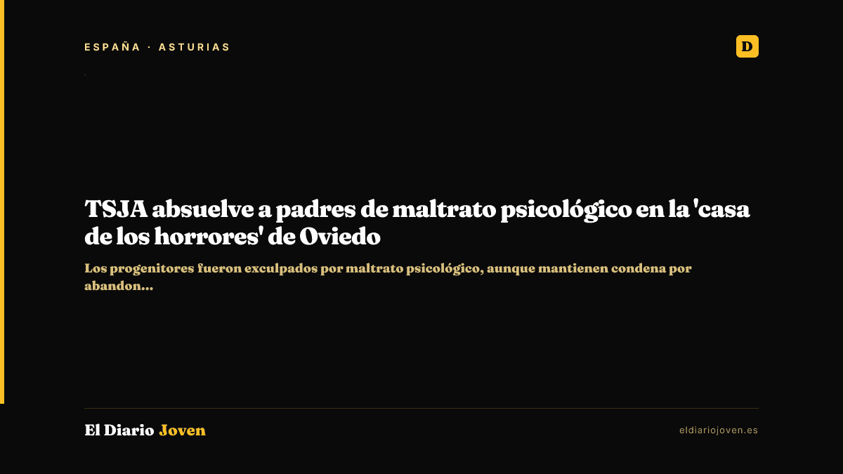 TSJA absuelve a padres de maltrato psicológico en la 'casa de los horrores' de Oviedo