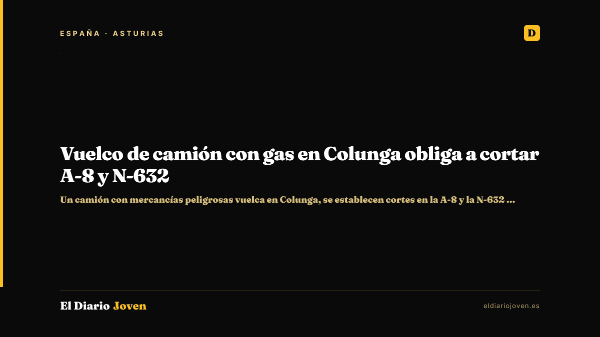 Vuelco de camión con gas en Colunga obliga a cortar A-8 y N-632